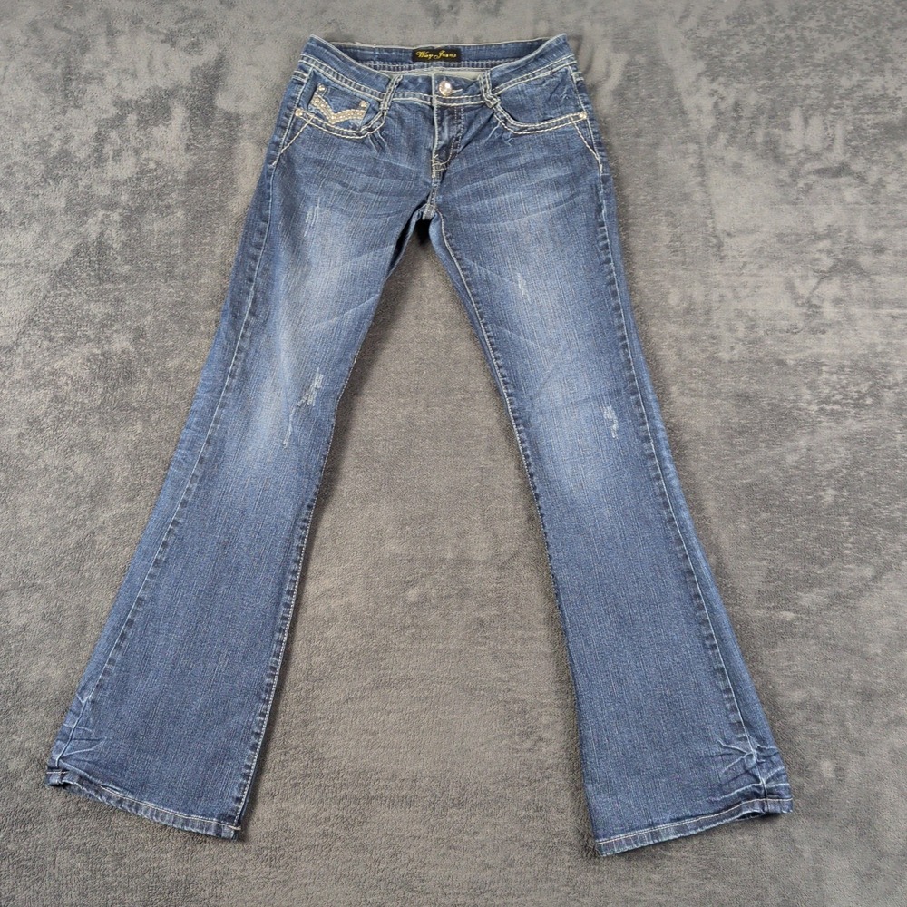 Way Jeans Embroidered Boot Cut Blue Jeans Size 7 Cowgirl